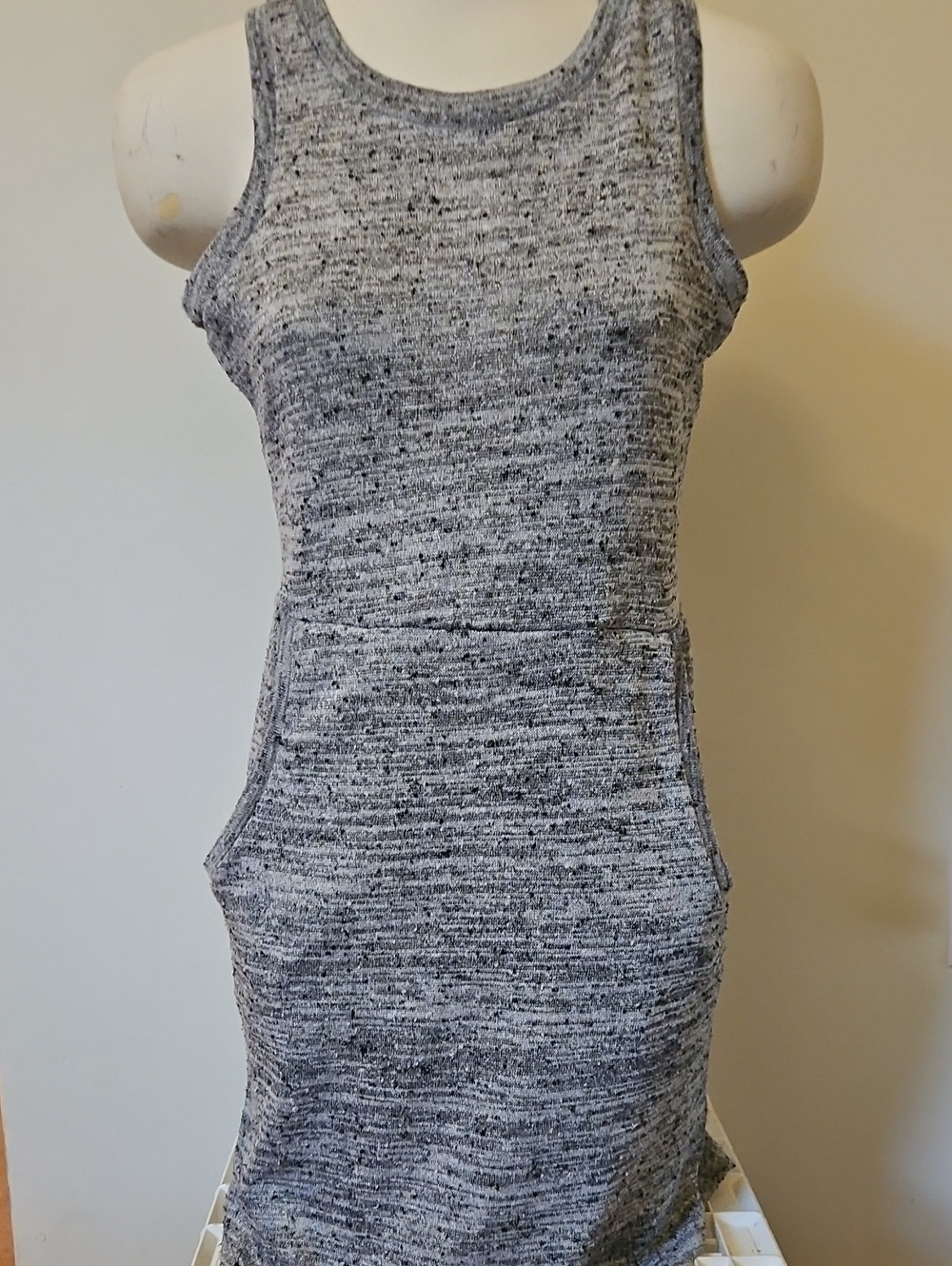 Sleeveless Heathered Gray Knit Mini Dress